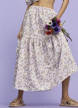 Літня довга спідниця , льон+бавовна