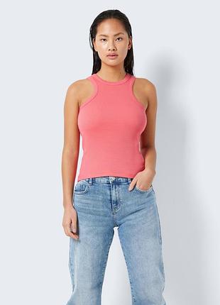 Коралловая майка в рубчик noisy may, s