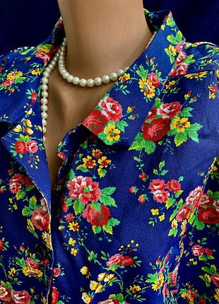 Винтаж! 💙🌺 пышная красота халат прост в цветочек платье дома на пуговицах летний короткий рукав большой размер хлопковый