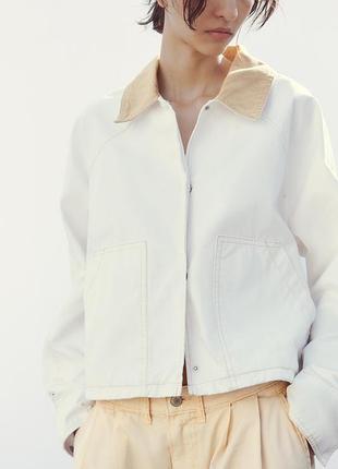 Куртка с контрастным воротником zara