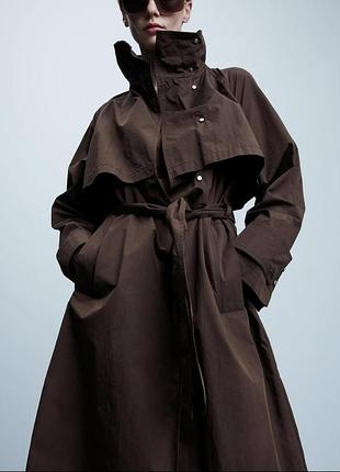 Zara легкий плащ тренч шоколадного кольору massimo dutti cos