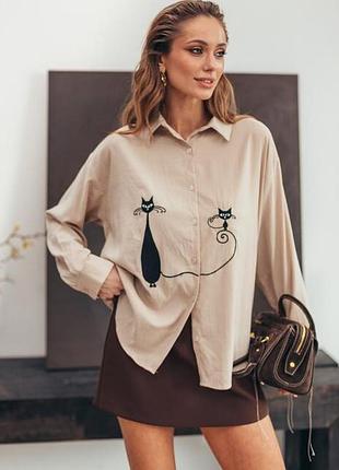 Рубашка свободного фасона с оригинальным принтом