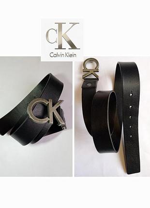 Пояс ремень  кожаный calvin klein jeans  90 см черный