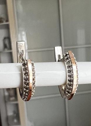 Серебряные серьги с золотыми пластинами