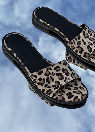 Жіночі замшеві шльопанці леопардові натуральна шкіра замша в наявності 42р 43р на замовлення 36-44р