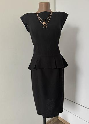 Чорна сукня футляр міді плаття льон  m l класична святкова