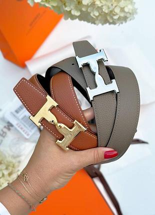 Ремень двусторонний кожаный хаки