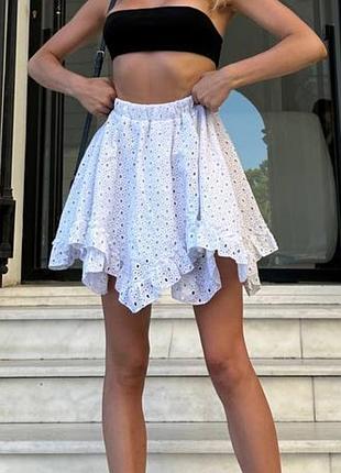 Крута спідничка з прошви, натуральна тканина об'ємна юбка