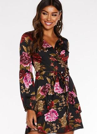 Плаття квіткове сукня в квітковий принт атласна