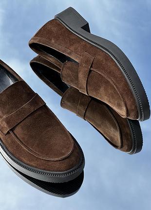 Жіночі замшеві лофери коричневі натуральна шкіра замша в наявності 43р 44р на замовлення 36-44р