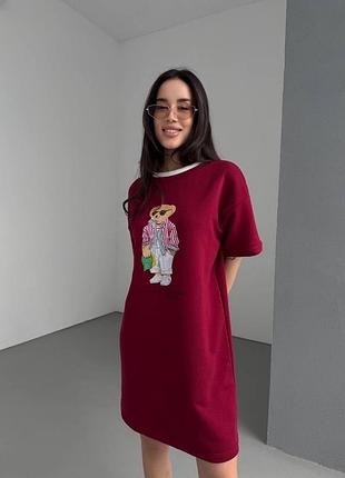 Женское весеннее короткое платье футболка - двухнитка петля двухнитка хлопок