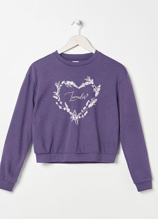 Укороченный свитшот с принтом sinsay