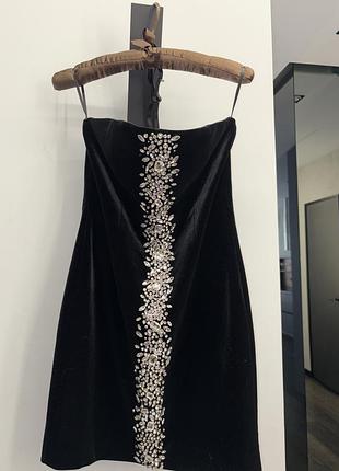 Платье из натурального бархата, инкрустировано кристаллами «swarovski»