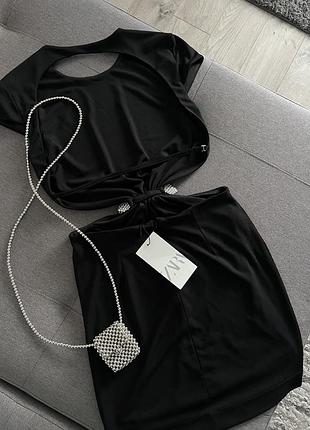 Очень крутое платье zara с аксессуаром 🖤4 фото
