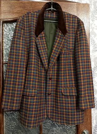 Винтажный шерстяной женский пиджак оверсайз в мужском стиле