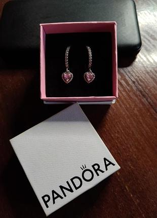 Серьги-хупы "сердце с блестящим ореолом"