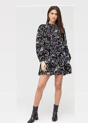 Чёрное платье в цветах river island