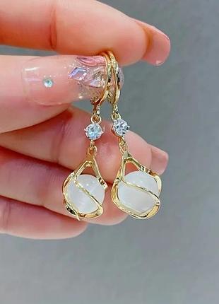 Серьги женские серьги с лунным камнем