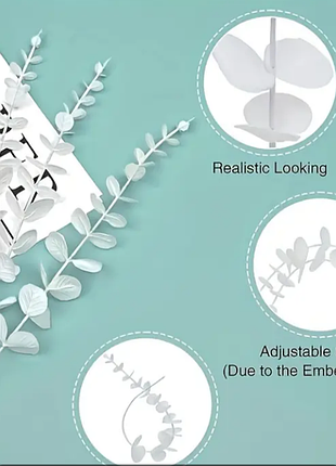 5 шт искусственных белых веточек эвкалипта, белая ветка эвкалипт, ткань + проволока