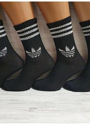 6 пар носочка подростковые "adidas" теннис. 36-40р. черные. высокие, демисезонные, летние.
