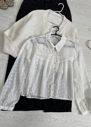 Полупрозрачная рубашка с вышивкой zara