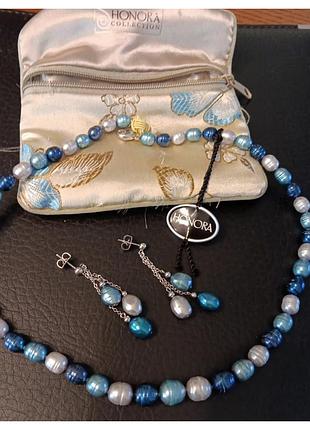 Перлинове колье та сережки honora collection,925