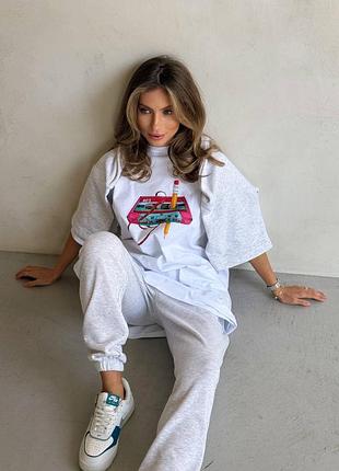 Трикотажная футболка с принтом хлопок овер