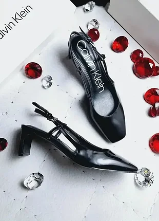 Calvin klein оригінал чорні босоніжки слінгбеки на підборах