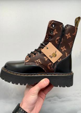 Ботинки dr. martens jadon x louis vuitton black fur черевики7 фото