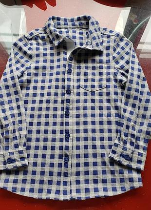 M&s рубашка на липучке мальчику 3-4г 98-104см клетка