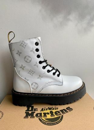 Ботинки dr. martens jadon x louis vuitton white fur черевики зимние с мехом