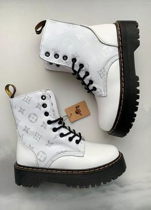 Ботинки dr. martens jadon x louis vuitton white fur черевики зимние с мехом2 фото