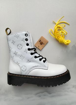Ботинки dr. martens jadon x louis vuitton white fur черевики зимние с мехом3 фото