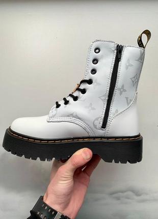 Ботинки dr. martens jadon x louis vuitton white fur черевики зимние с мехом7 фото