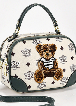 Женская стильная и качественная сумка из эко кожи белая с мятным