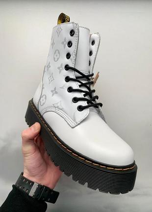 Ботинки dr. martens jadon x louis vuitton white fur черевики зимние с мехом8 фото