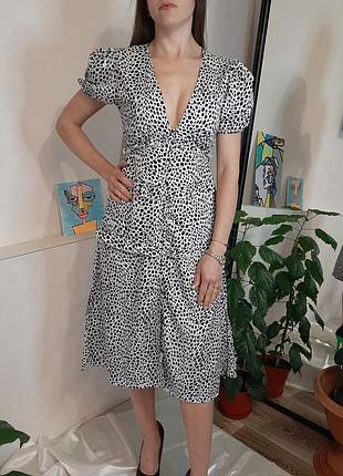 Офігенна лененька сукня плаття міді відкрита спинка розрізи декольте на літо легка трендова