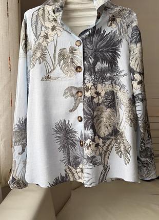 Massimo dutti классная рубашка из льна и хлопка