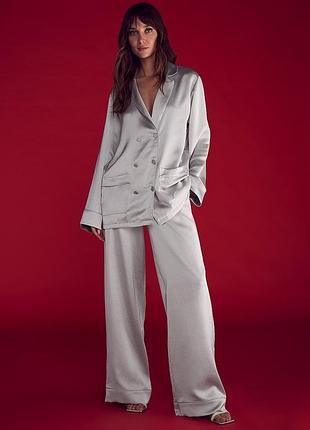 Victoria´s victorias secret виктория сикрет сатиновая пижама luxe satin double -breasted long pajama