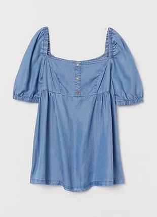 Платье женское-туника h&m, голубое, 100% лиоцелл, размер m, новое с биркой