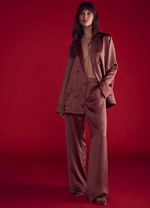 Victoria´s victorias secret виктория сикрет сатиновая пижама luxe satin double -breasted long pajama