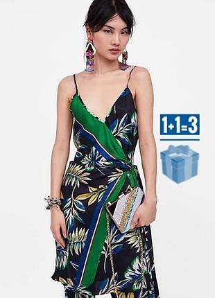 🥰 атласное платье с завязкой zara