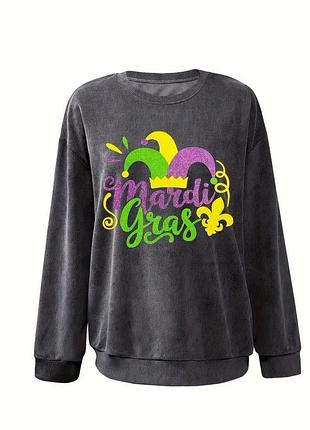 Жіночий сірий повсякденний реглан з принтом літер xl no brand