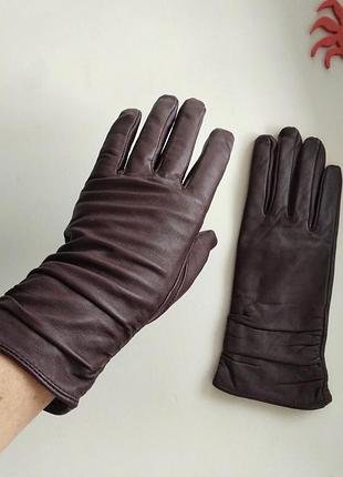 Кожаные перчатки сенсор женские 7,5