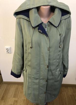 Удлиненная куртка. цвет хаки.