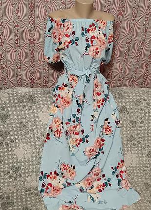 Длинное платье макси цветочное принт платья р. s-m