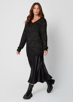 Брендовый мягкий удлиненный джемпер свитер be you metallic этикетка