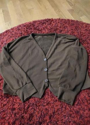 Мякенька вкорочена кофта сведр шоколадного кольору  батал