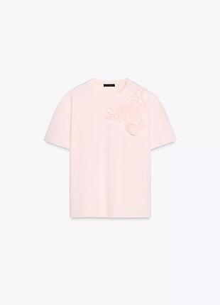 Футболка розовая с цветами zara new3 фото