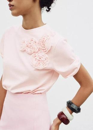 Футболка розовая с цветами zara new5 фото